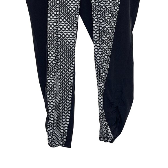 Chicos Zenergy Pants Large Black White Ankle Pull On Colorblock - Picture 3 of 12